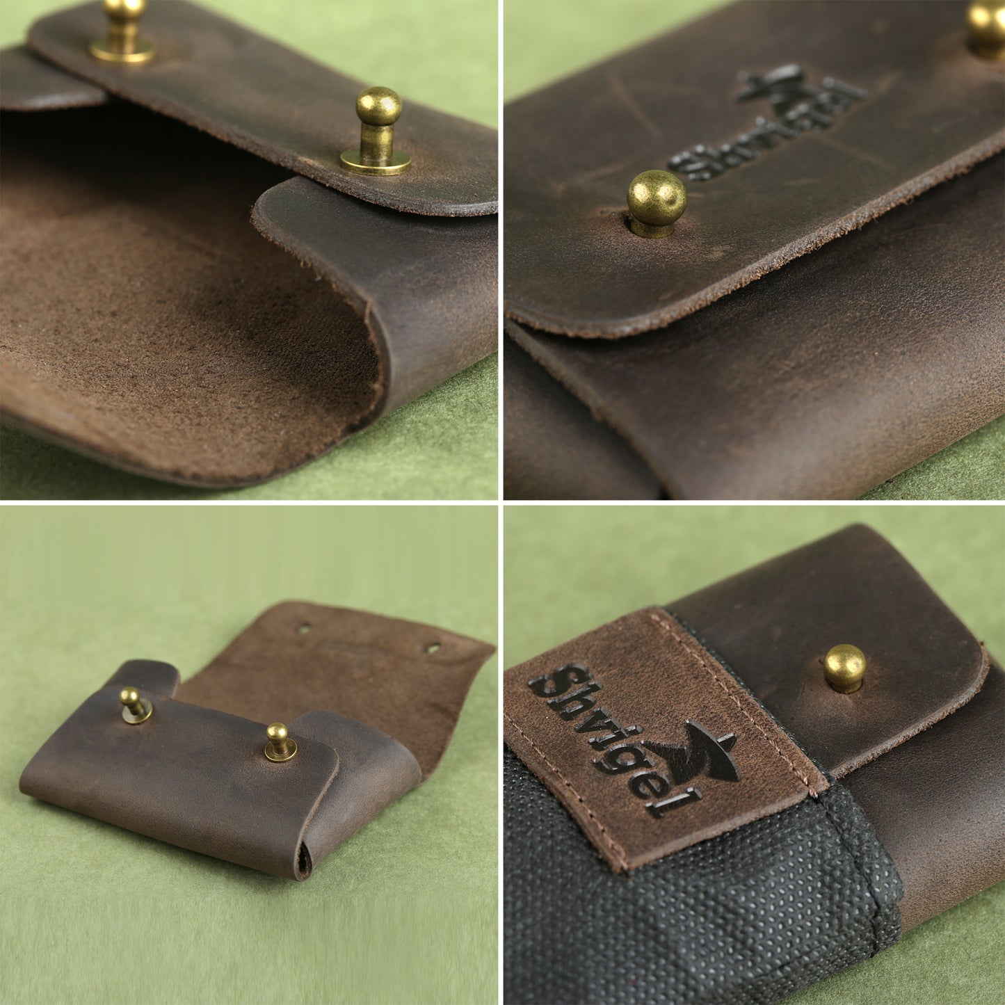 Business Card Holder SHVIGEL 16160 Brown Genuine Leather for Business Cards
