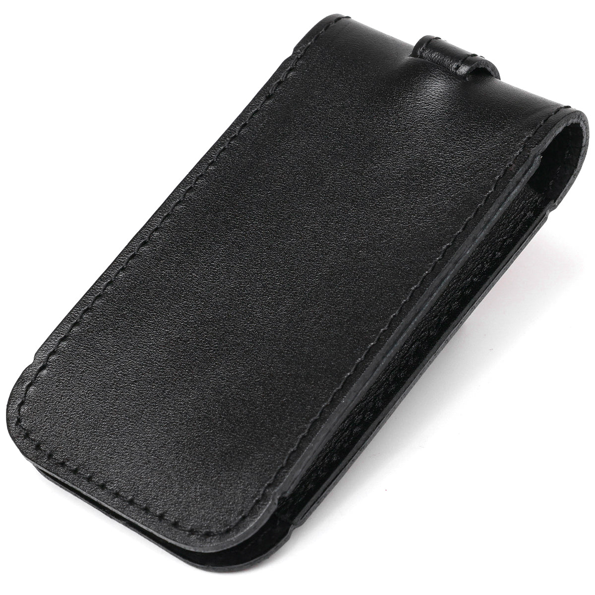 Compact Leather Key Holder with Strap SHVIGEL 13988 Black, Natural Leather, Made in Ukraine