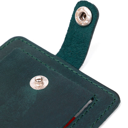 Matte Leather Luggage Tag SHVIGEL 16557 Green Natural Leather for Travel