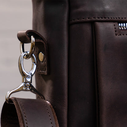 Laptop Bag SHVIGEL 11026 Brown Natural Leather - Ukrainian Craftsmanship