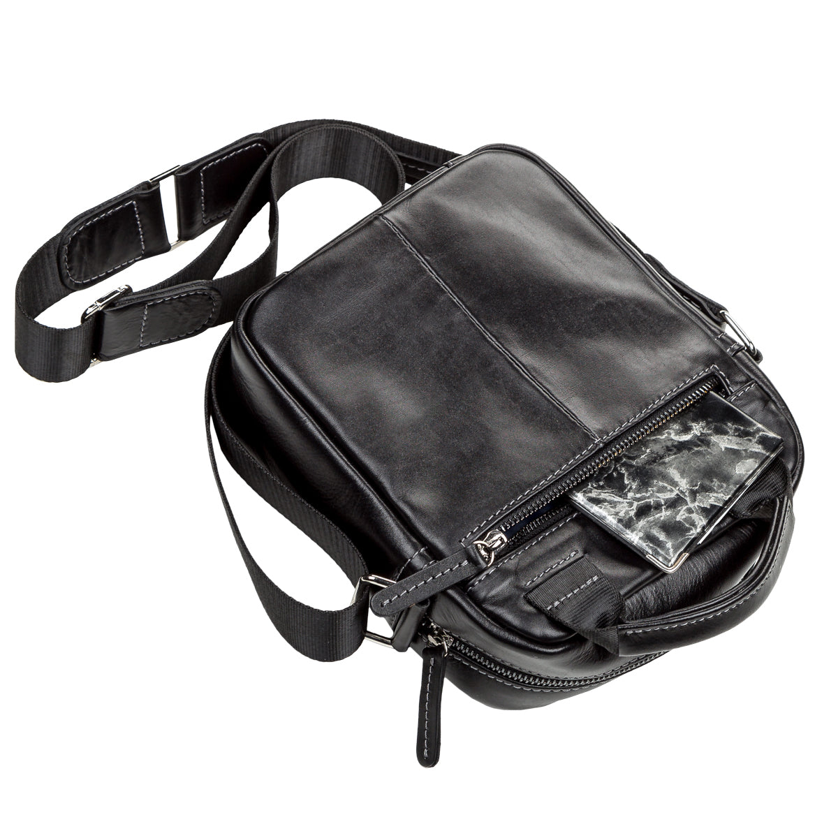 Men's Leather Bag SHVIGEL 11088 Black Natural Leather Ukraine Made Quality