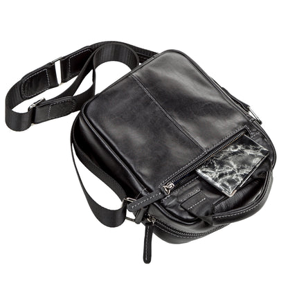 Men's Leather Bag SHVIGEL 11088 Black Natural Leather Ukraine Made Quality