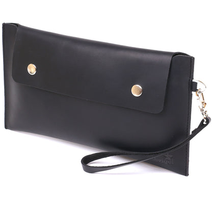 Unisex Matte Leather Travel Cosmetic Bag SHVIGEL 16426 Black Made in Ukraine