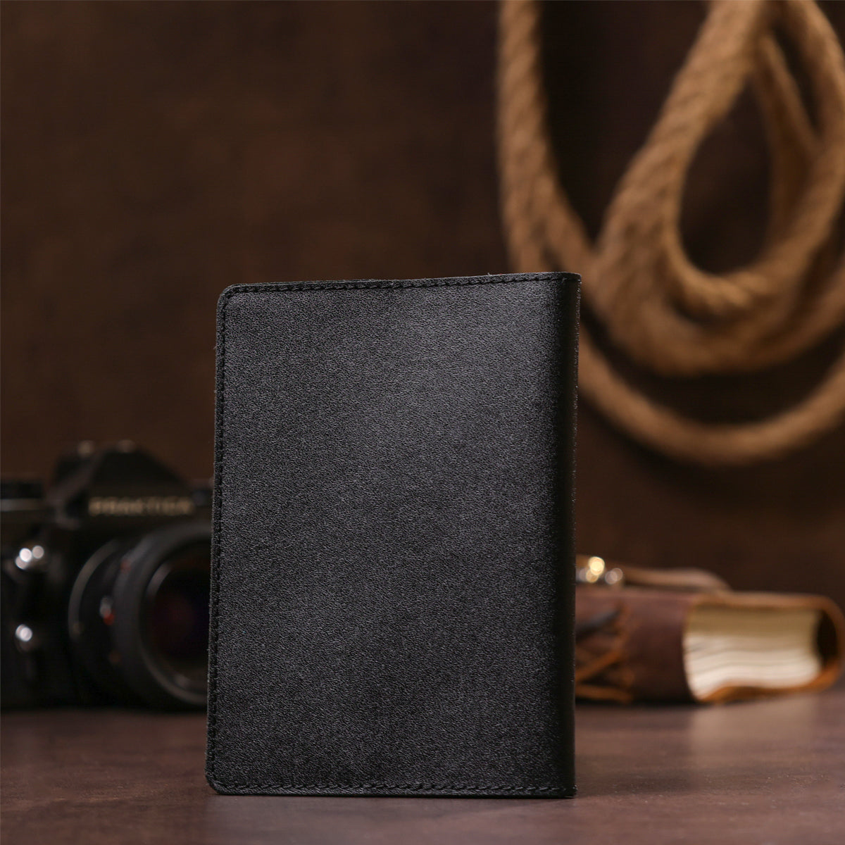 Leather Passport Cover SHVIGEL 13977 Black Made from Natural Leather for Passport Use