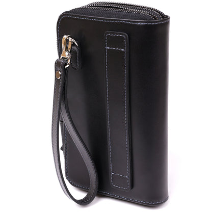 Men's Leather Clutch SHVIGEL 11082 Black Crafted from Natural Leather - Ukraine Made