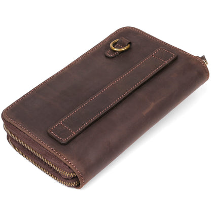 Men's Leather Clutch SHVIGEL 11083 Brown Natural Leather Made in Ukraine