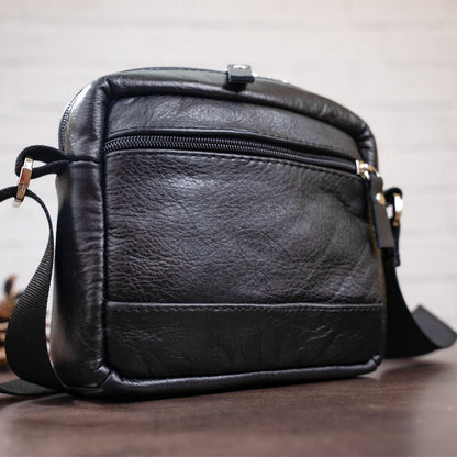 Men's Leather Bag SHVIGEL 15213 Black Genuine Leather Handmade from Ukraine