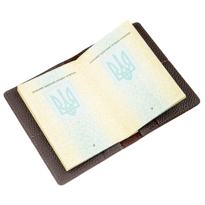 Leather Passport Cover Wallet SHVIGEL 13960 Brown Genuine Leather Handmade from Ukraine