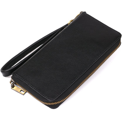 Men's Horizontal Leather Clutch SHVIGEL 19123 Black Natural Leather Material