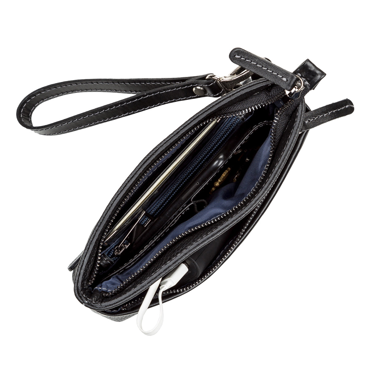 Men's Leather Clutch SHVIGEL 11087 Black Natural Leather Handmade in Ukraine