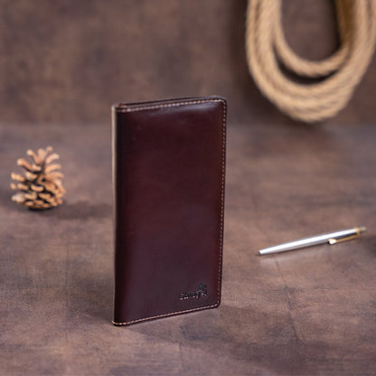 Men's Vertical Wallet SHVIGEL 16193 Brown Genuine Leather with Two Buttons from Ukraine