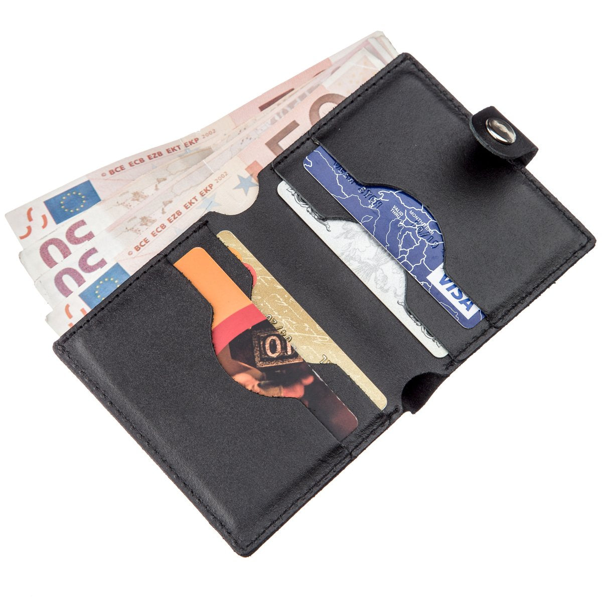 Vertical Men's Leather Wallet SHVIGEL 16225 Black Genuine Leather Crafted in Ukraine