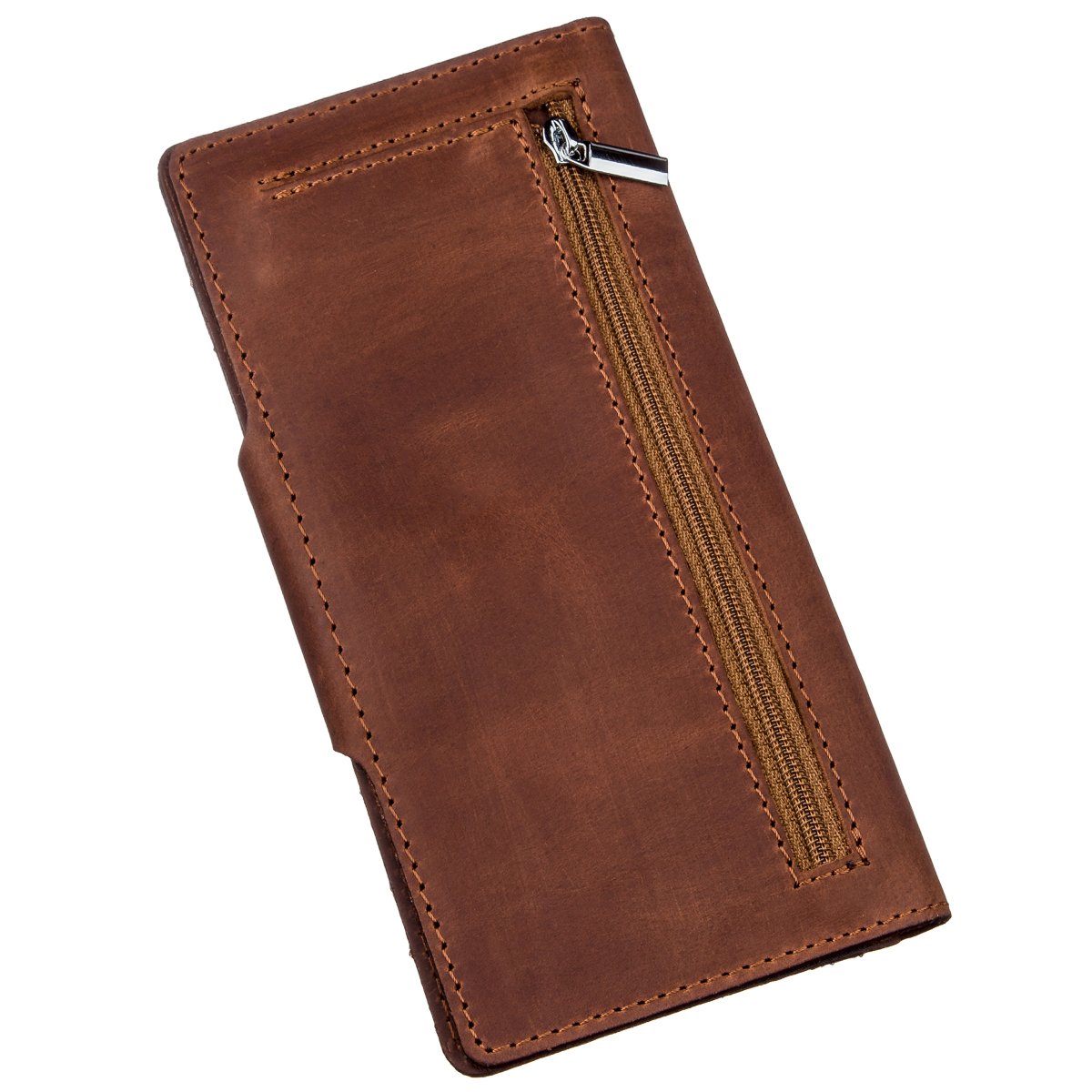 Vertical Men's Wallet in Vintage Leather by SHVIGEL 16181 Brown - Natural Leather Quality