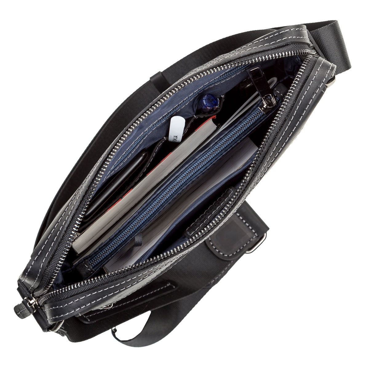 Men's Leather Bag SHVIGEL 11098 Black Natural Leather Made in Ukraine