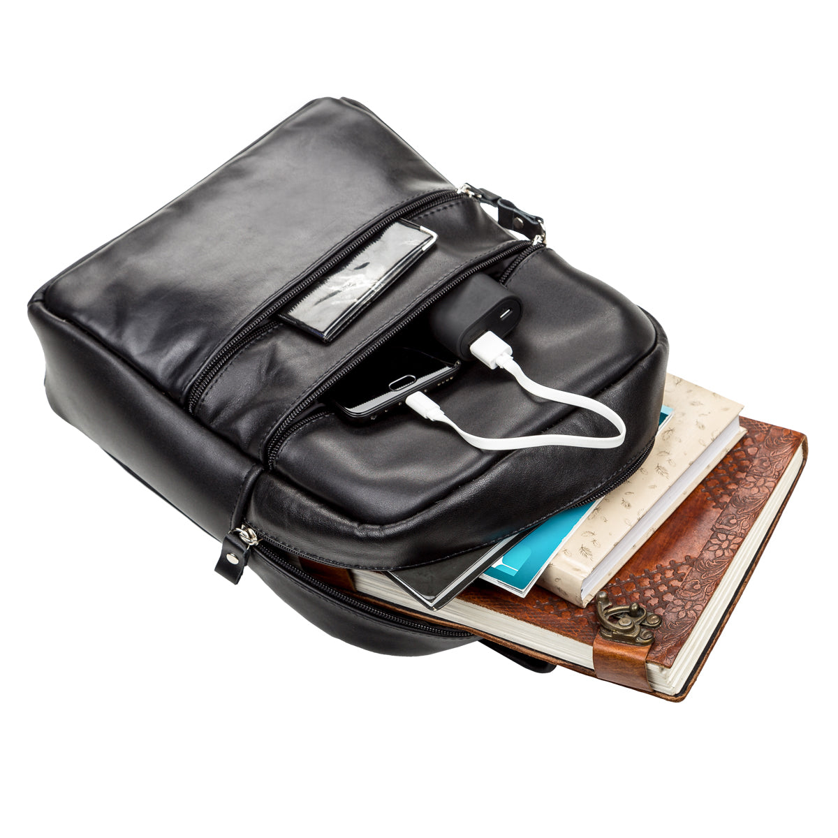 Women's Leather Backpack SHVIGEL 15304 Black Made in Ukraine Natural Leather