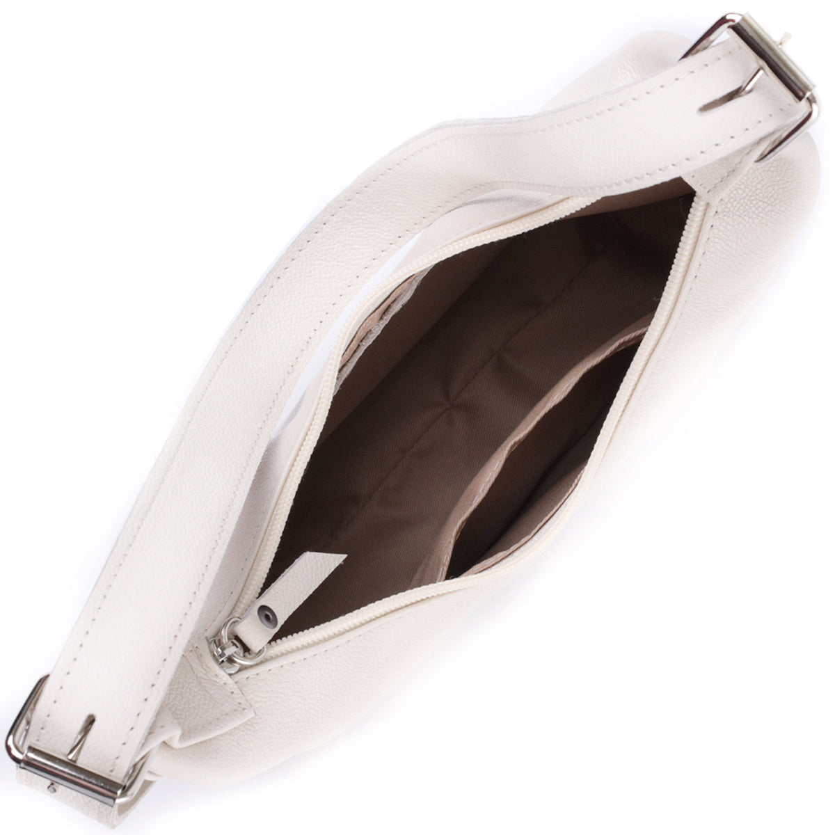 Baguette Bag SHVIGEL 22831 Beige Adjustable Leather Strap Made in Ukraine