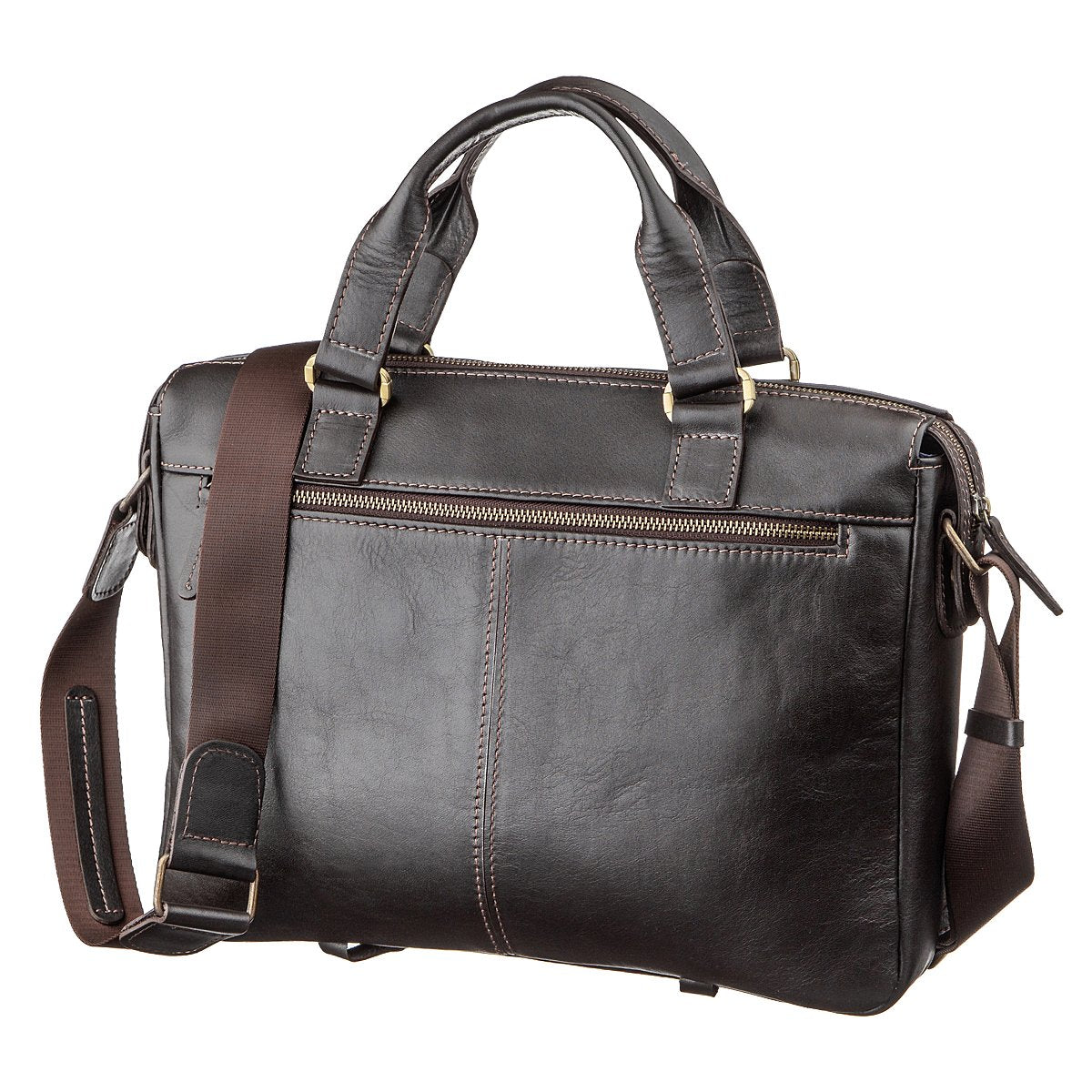 Men's Leather Bag SHVIGEL 11138 Brown Genuine Leather Handmade in Ukraine