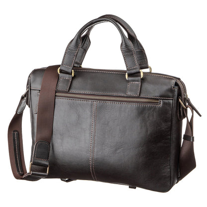 Men's Leather Bag SHVIGEL 11138 Brown Genuine Leather Handmade in Ukraine