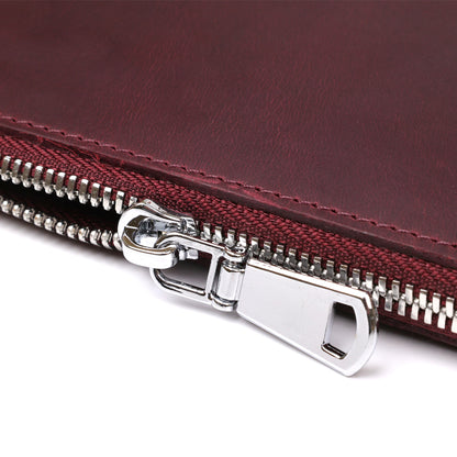 Unisex Vintage Leather Clutch by SHVIGEL 16187 in Burgundy - Natural Leather, Ukraine