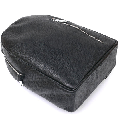 Compact Women's Backpack SHVIGEL 16317 Natural Leather Black Color Stylish Design