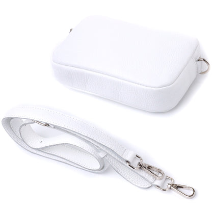 Universal Classic Crossbody Bag by SHVIGEL 22840 in White Natural Leather