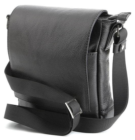 Black Messenger Bag SHVIGEL 00964 | Genuine Leather | Made in Ukraine