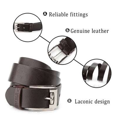 Modern Men's Belt by SHVIGEL, Art. 13785, Genuine Leather, Ukraine-Made, Stylish Design