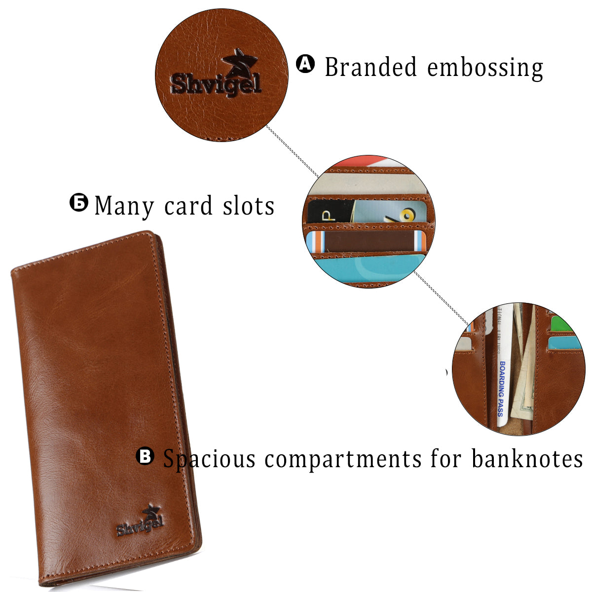 Brown Leather Wallet SHVIGEL 13791 | Premium Quality Ukrainian Handmade Accessory