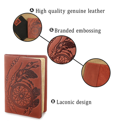 Exclusive Vintage Leather Passport Cover by SHVIGEL 13792 in Red - Crafted from Natural Leather, Made in Ukraine
