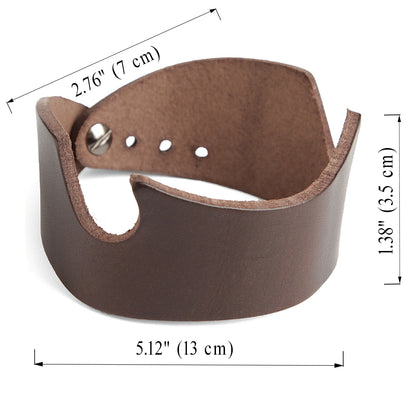 Natural Leather Bracelet SHVIGEL 13797 Brown - Handmade from Ukrainian Leather