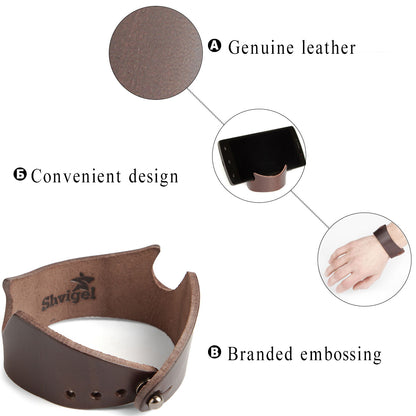 Natural Leather Bracelet SHVIGEL 13797 Brown - Handmade from Ukrainian Leather