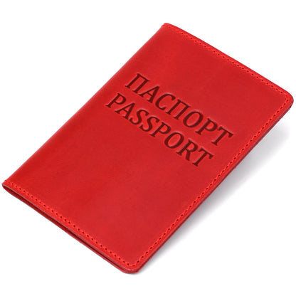 Leather Passport Cover SHVIGEL 13959 Crazy Red - Handmade from Natural Leather