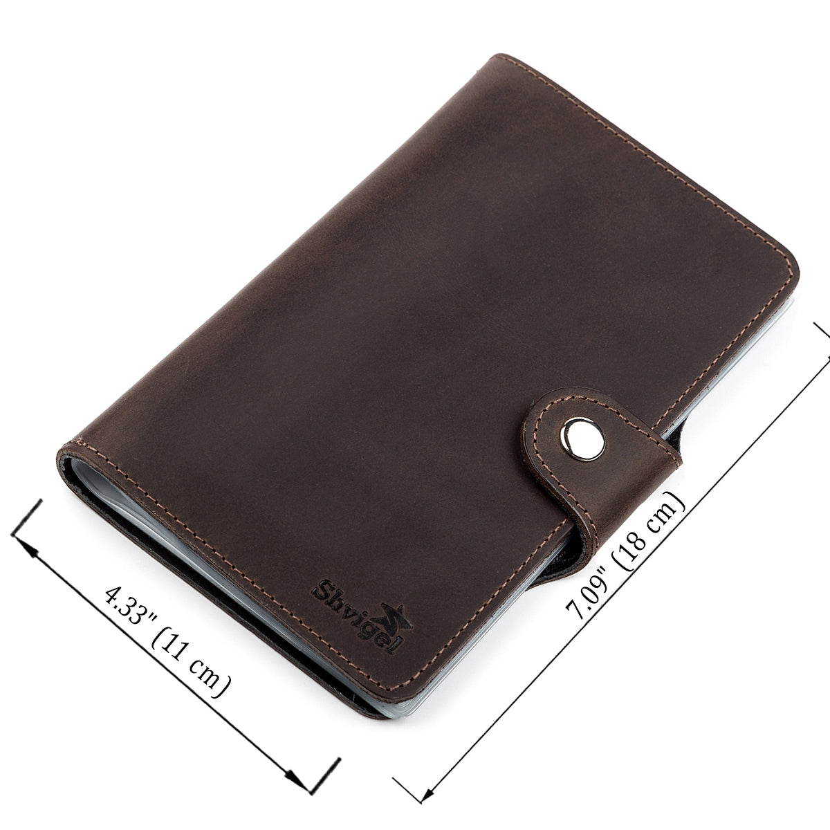Large SHVIGEL Business Card Holder 13904 Brown Leather for Visiting Cards