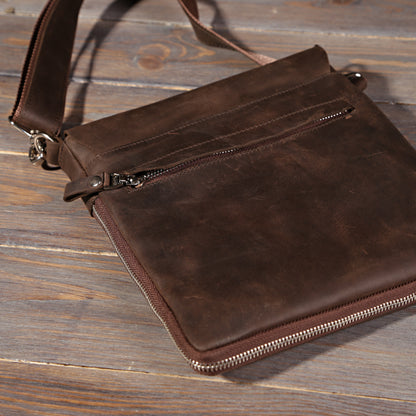 Leather Bag SHVIGEL 00999 Brown Natural Leather Handmade in Ukraine