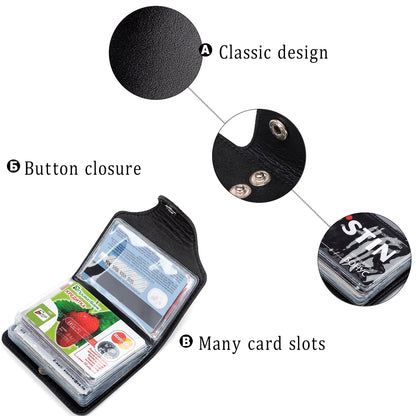 Vertical Holder SHVIGEL 13911 Leather Black for Business Cards - Handmade in Ukraine
