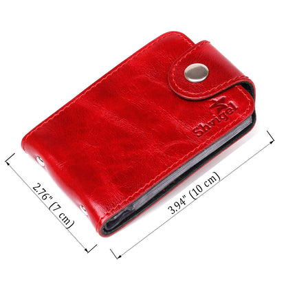 Horizontal Business Card Holder SHVIGEL 13913 Leather Red Natural Leather, Ukraine