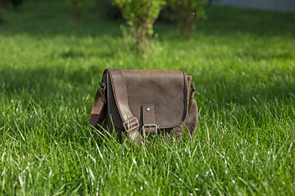 Vintage Leather Bag SHVIGEL 00890 Brown Natural Leather Made in Ukraine