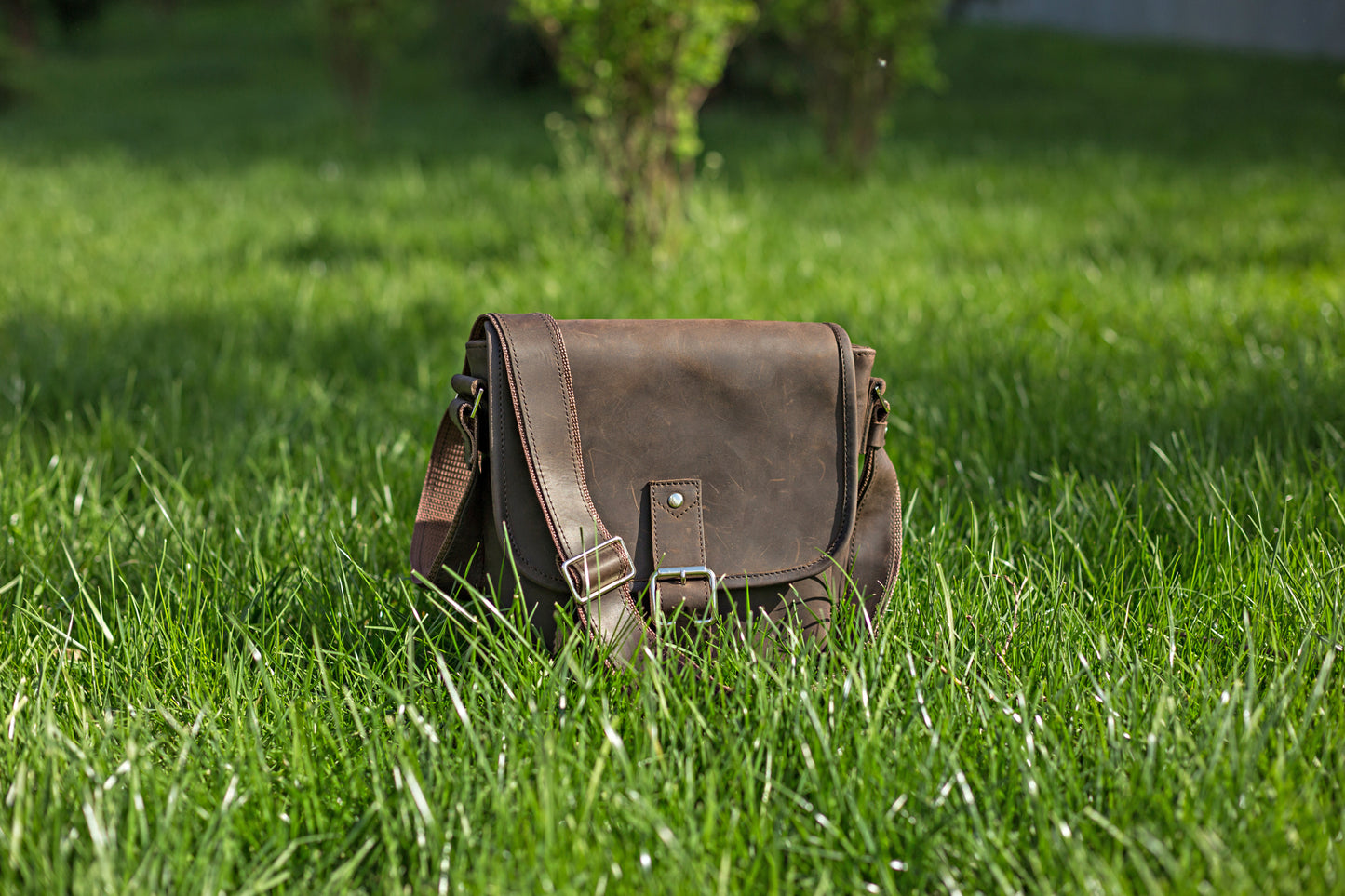 Vintage Leather Bag SHVIGEL 00890 Brown Natural Leather Made in Ukraine
