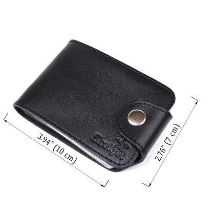 Horizontal Business Card Holder SHVIGEL 13915 Black Leather Made in Ukraine
