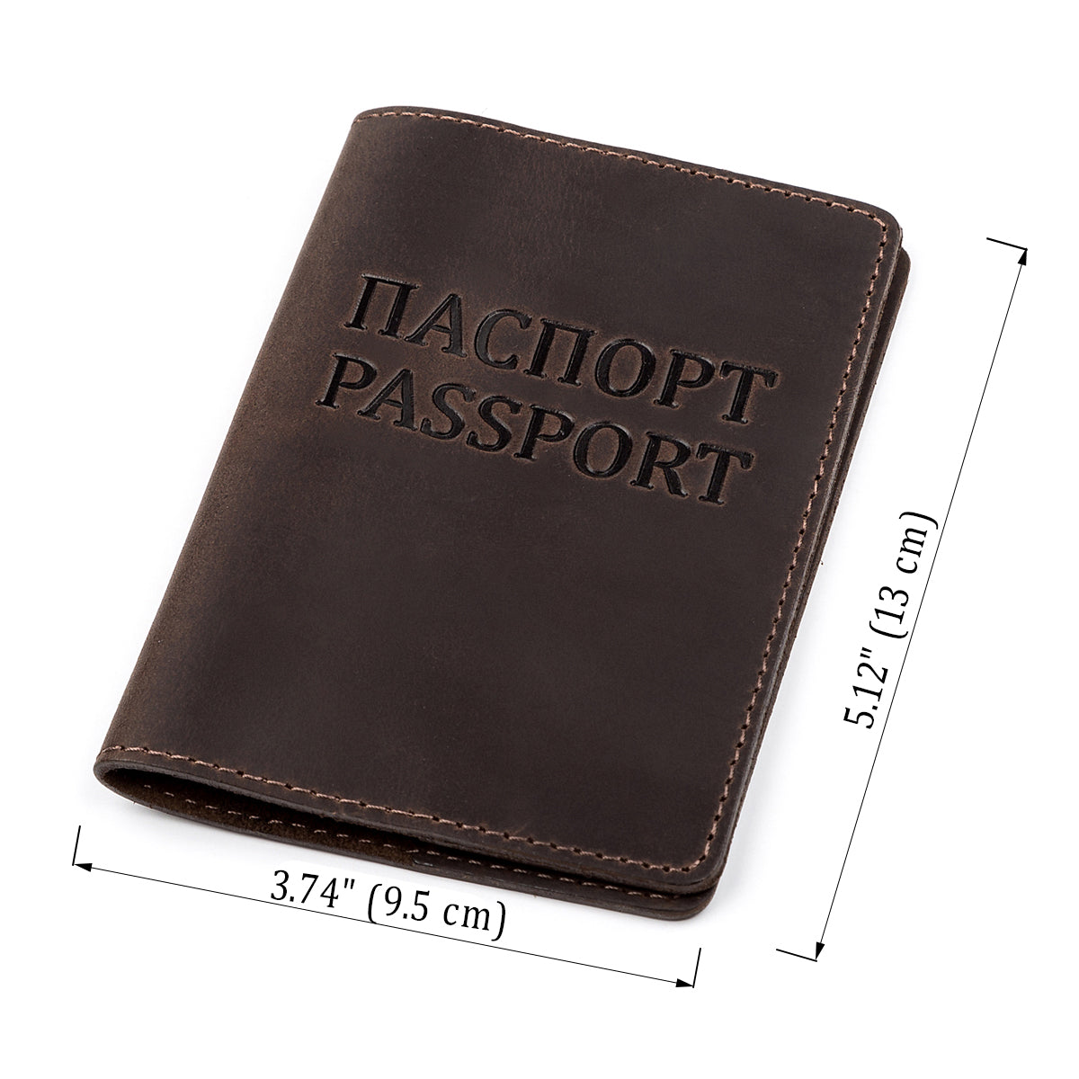 Leather Passport Cover SHVIGEL 13918 Brown Natural Leather Ukrainian Design Features