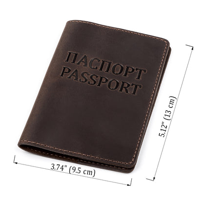 Leather Passport Cover SHVIGEL 13918 Brown Natural Leather Ukrainian Design Features