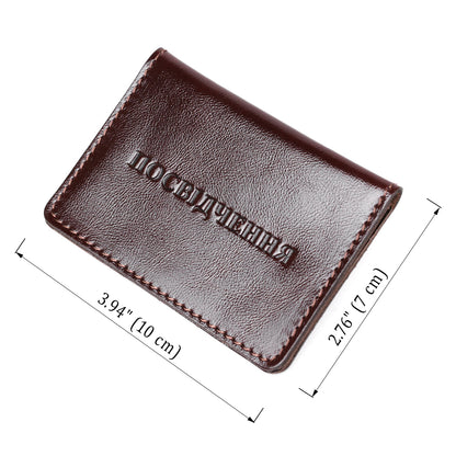 Leather Driver’s License Holder by SHVIGEL, Model 13927, Brown, Natural Leather