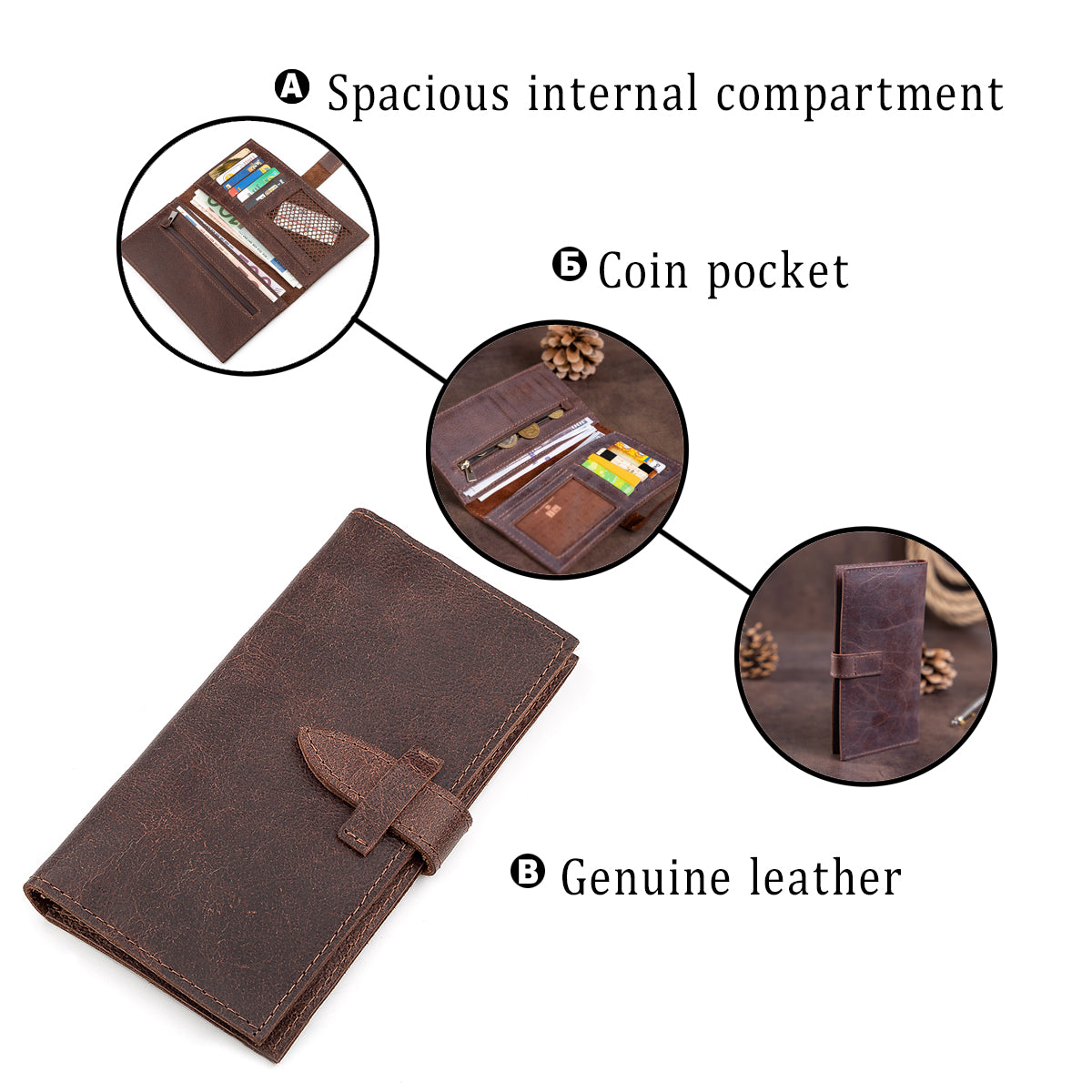 Leather Wallet SHVIGEL 13933 Brown Premium Quality Genuine Leather Crafted in Ukraine