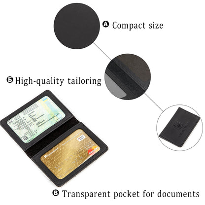 Leather ID Case SHVIGEL 13944 Black Natural Leather with Premium Quality Finish
