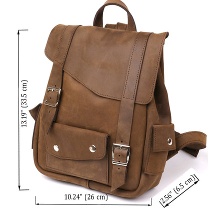 Unisex Crazy Horse Leather Backpack by SHVIGEL Model 13948 in Brown – Made in Ukraine, Natural Leather