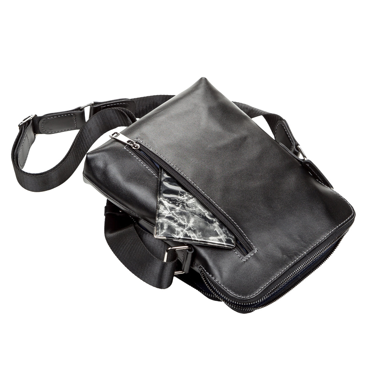 Men's Leather Bag SHVIGEL 11101 Black Genuine Leather Handmade in Ukraine
