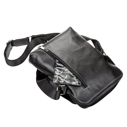 Men's Leather Bag SHVIGEL 11101 Black Genuine Leather Handmade in Ukraine