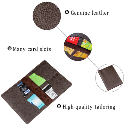 Leather Passport Cover Wallet SHVIGEL 13960 Brown Genuine Leather Handmade from Ukraine
