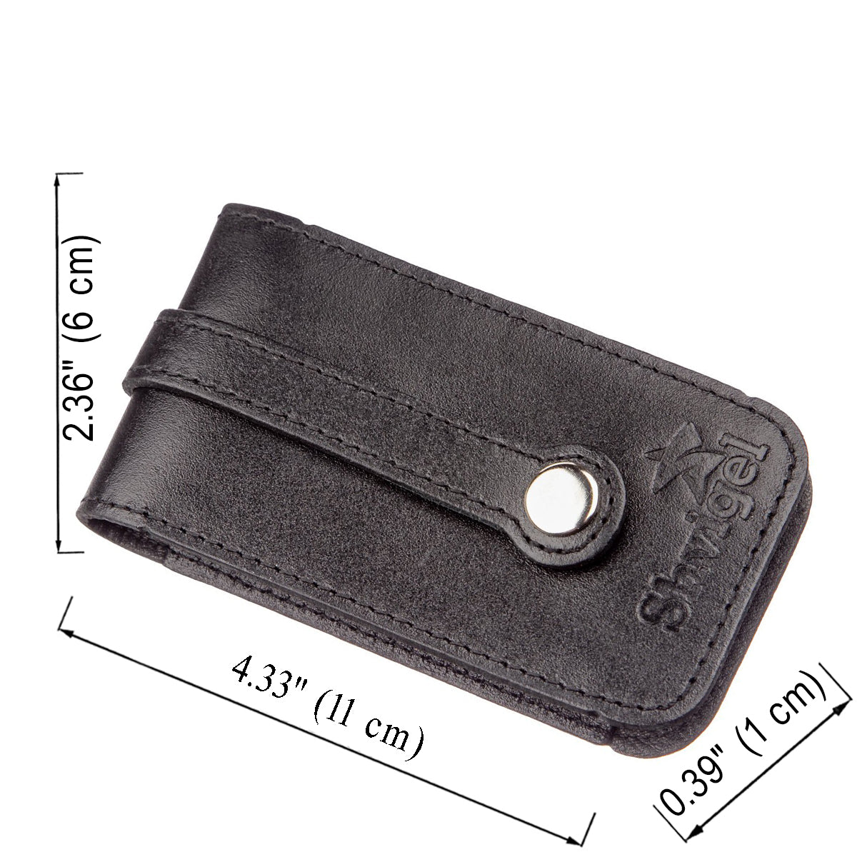 Compact Leather Key Case SHVIGEL 13961 Black Natural Leather for Keys