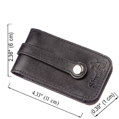 Compact Leather Key Case SHVIGEL 13961 Black Natural Leather for Keys